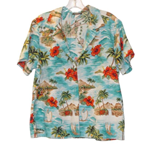 Colorful Hawaiian Print Button Up Shirt- Sz. Large - Picture 1 of 3